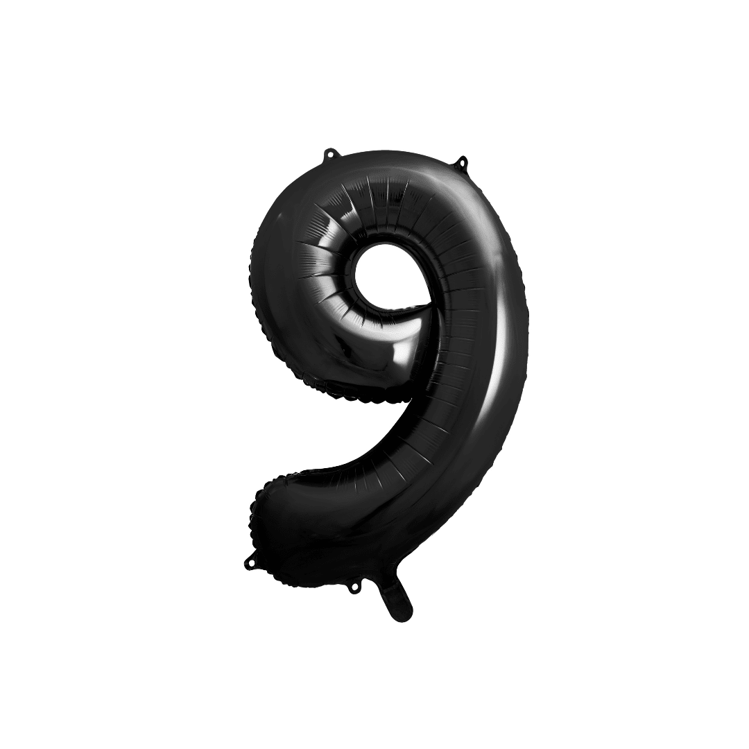 Folienballon Zahl Schwarz Metallic 86 cm - TwentyFourParty