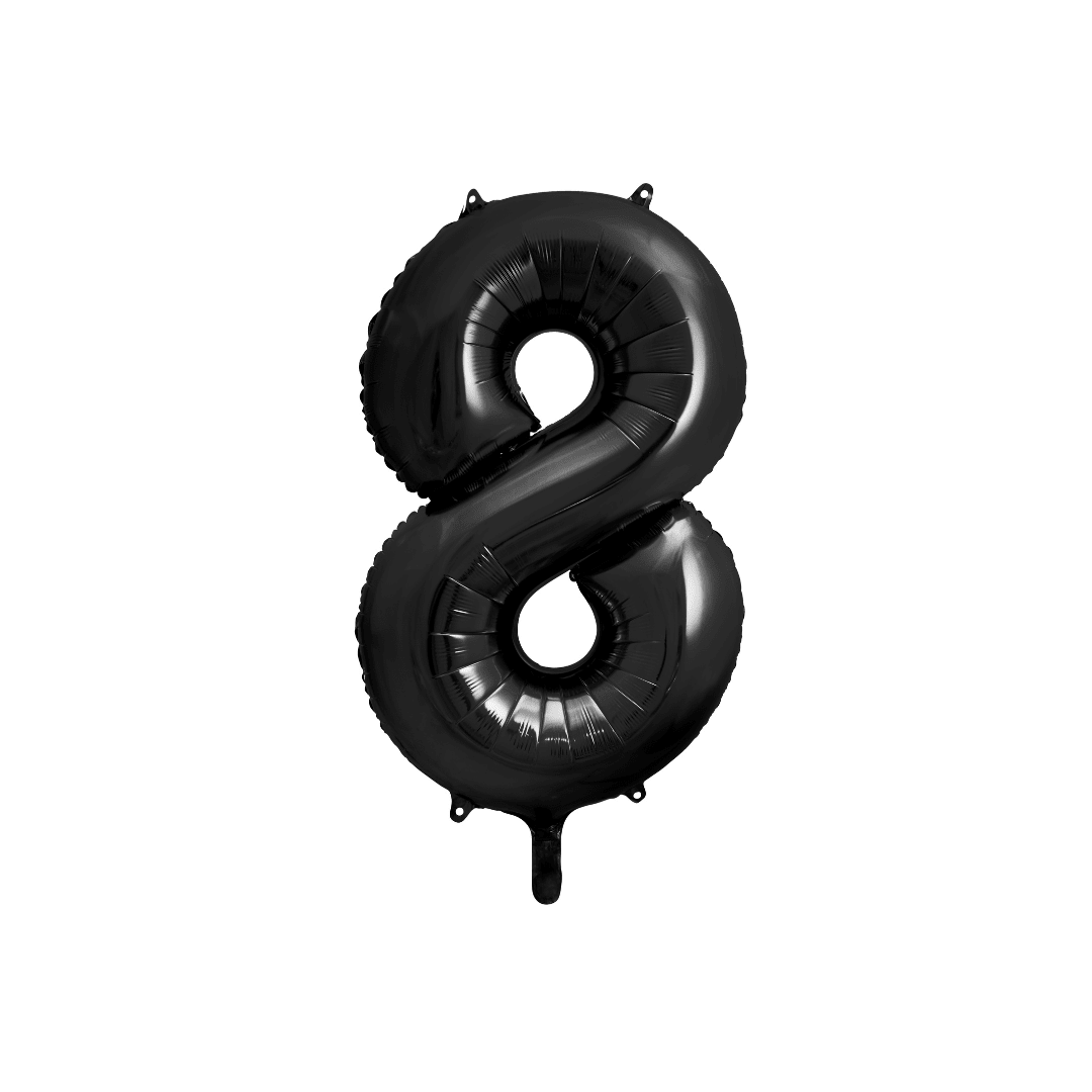 Folienballon Zahl Schwarz Metallic 86 cm - TwentyFourParty
