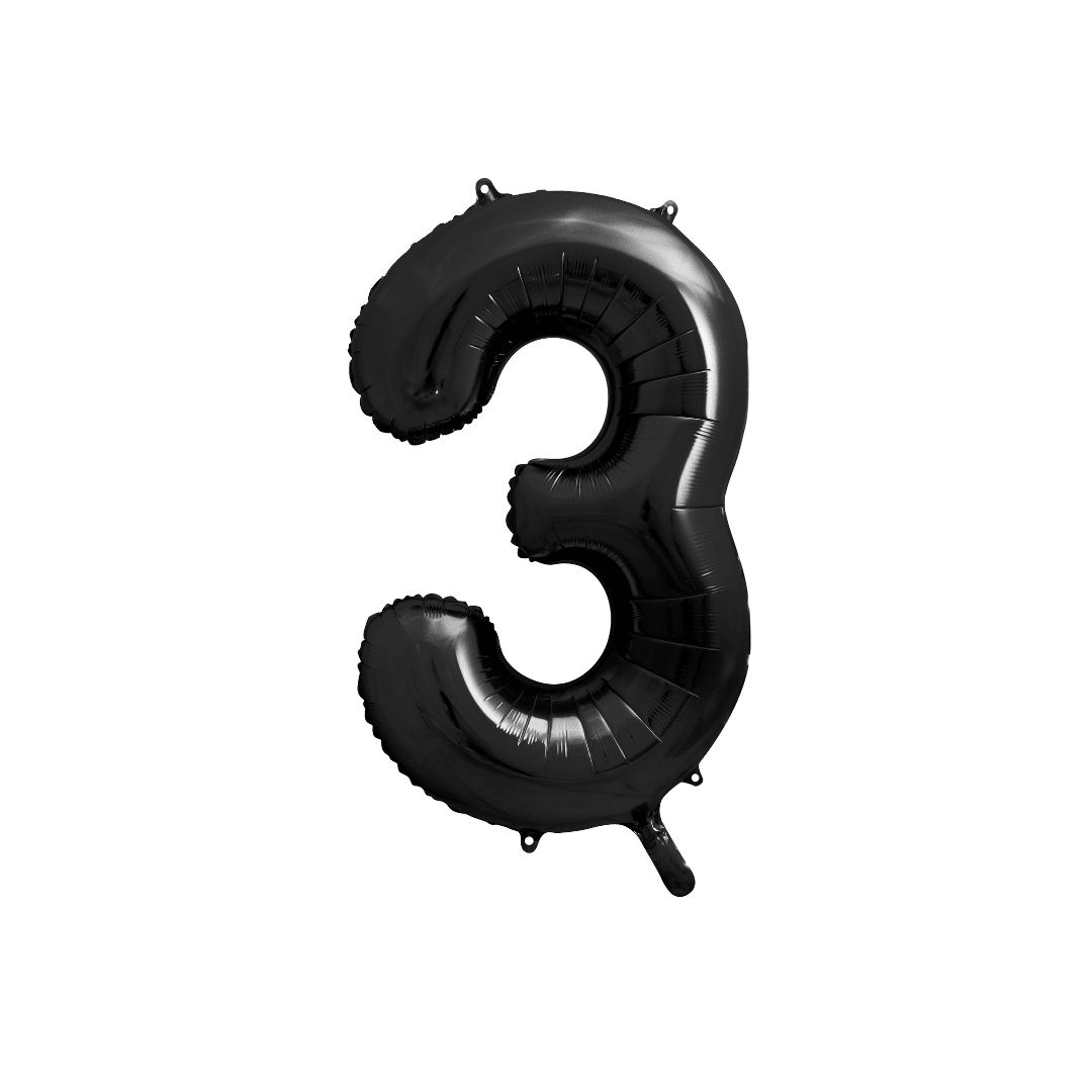 Folienballon Zahl Schwarz Metallic 86 cm - TwentyFourParty
