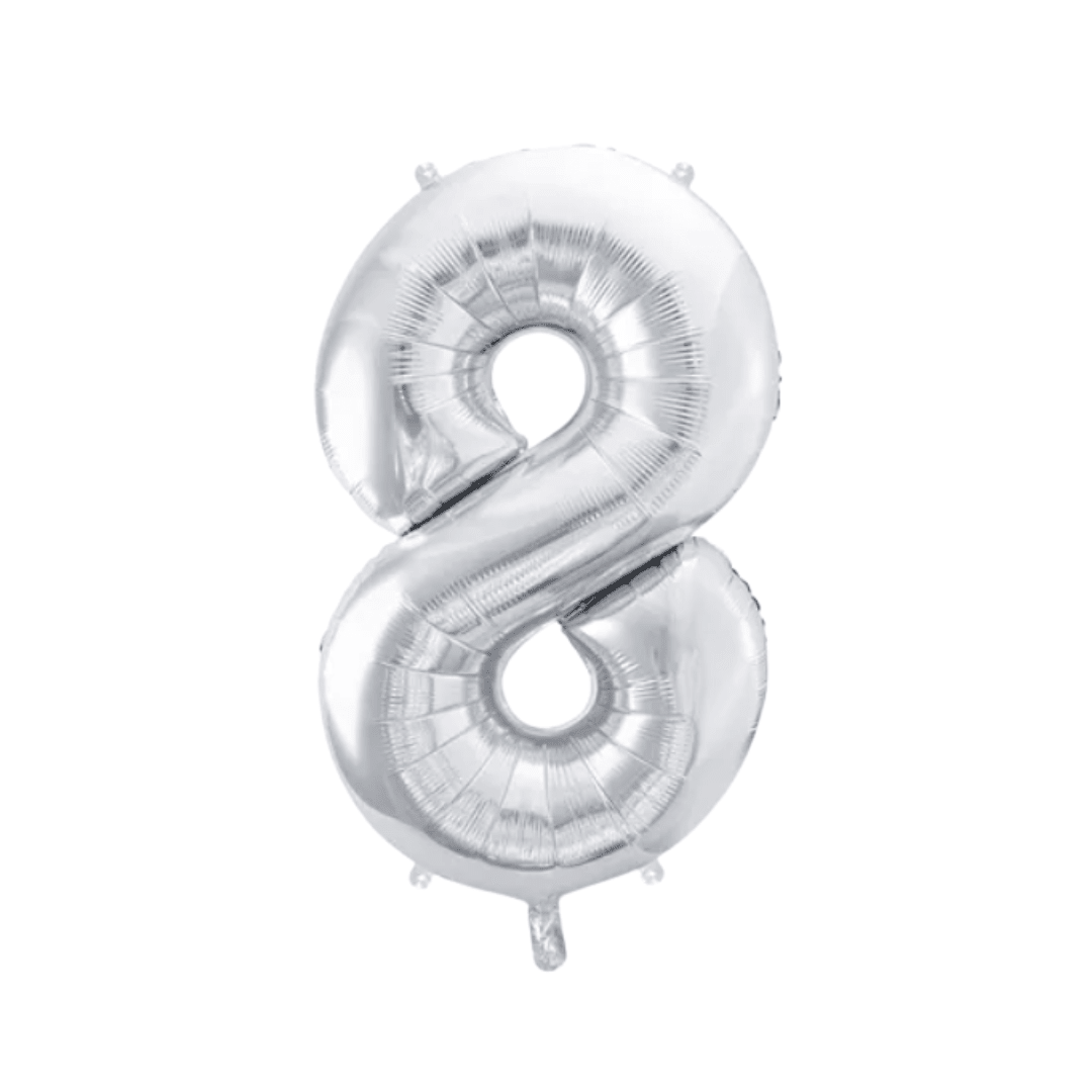 Folienballon Zahl Silber Metallic 86 cm - TwentyFourParty