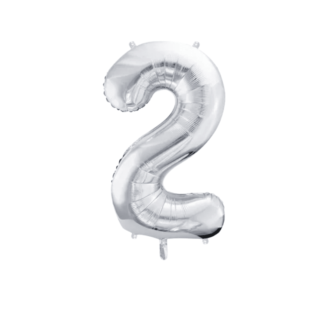 Folienballon Zahl Silber Metallic 86 cm - TwentyFourParty