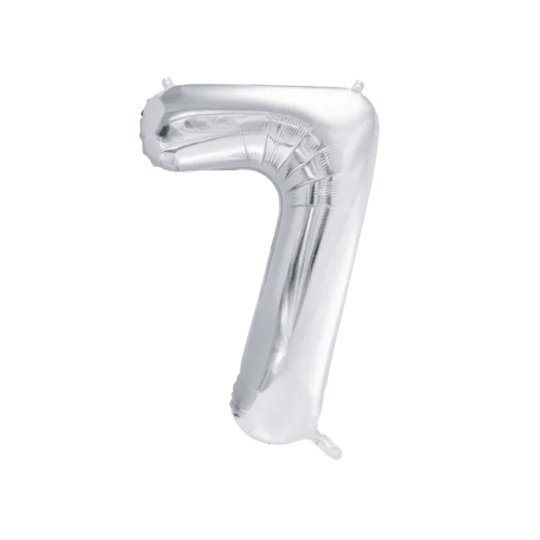 Folienballon Zahl Silber Metallic 86 cm - TwentyFourParty
