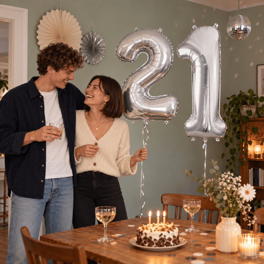 Folienballon Zahl Silber Metallic 86 cm - TwentyFourParty