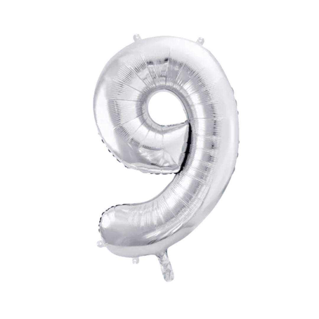 Folienballon Zahl Silber Metallic 86 cm - TwentyFourParty