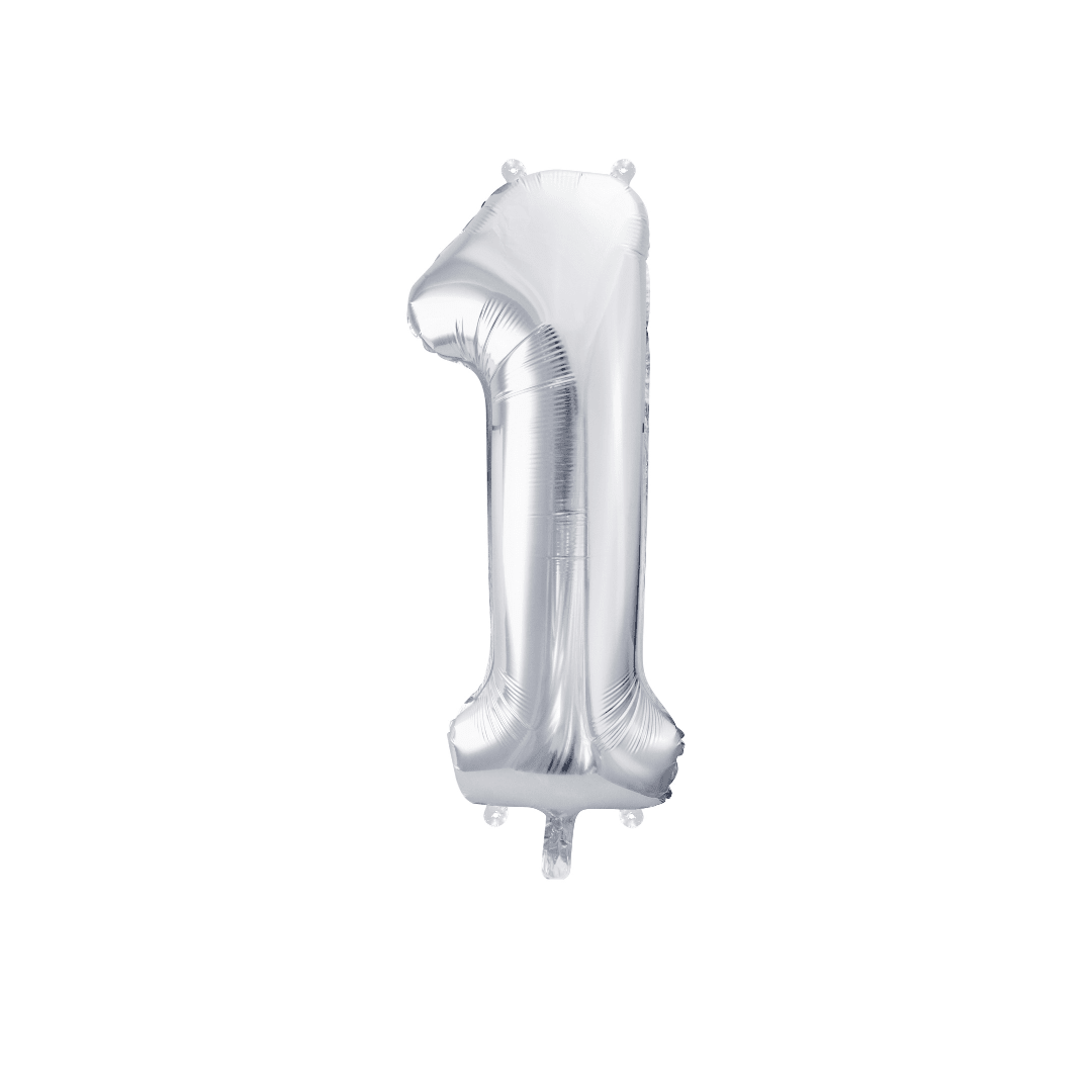 Folienballon Zahl Silber Metallic 86 cm - TwentyFourParty