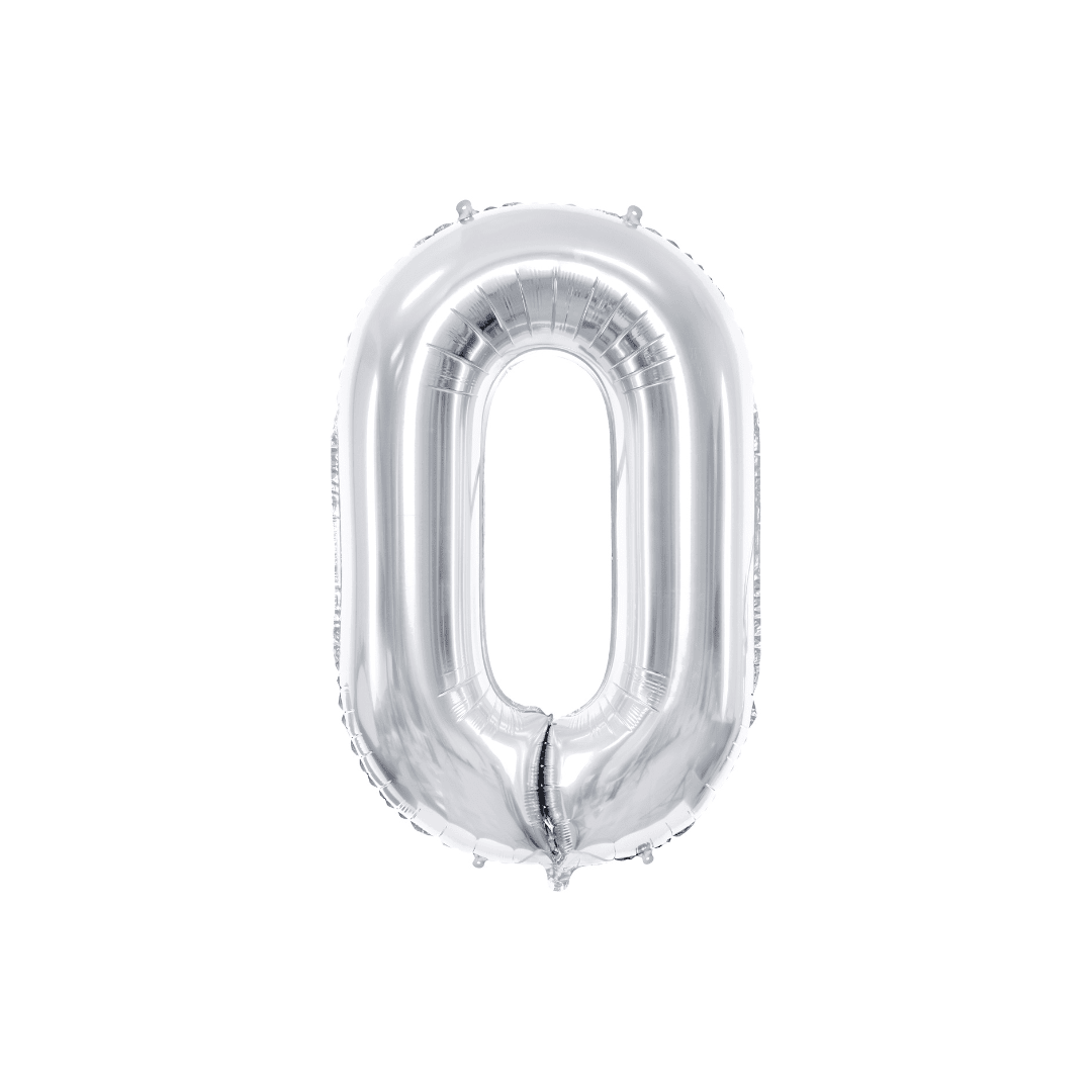 Folienballon Zahl Silber Metallic 86 cm - TwentyFourParty