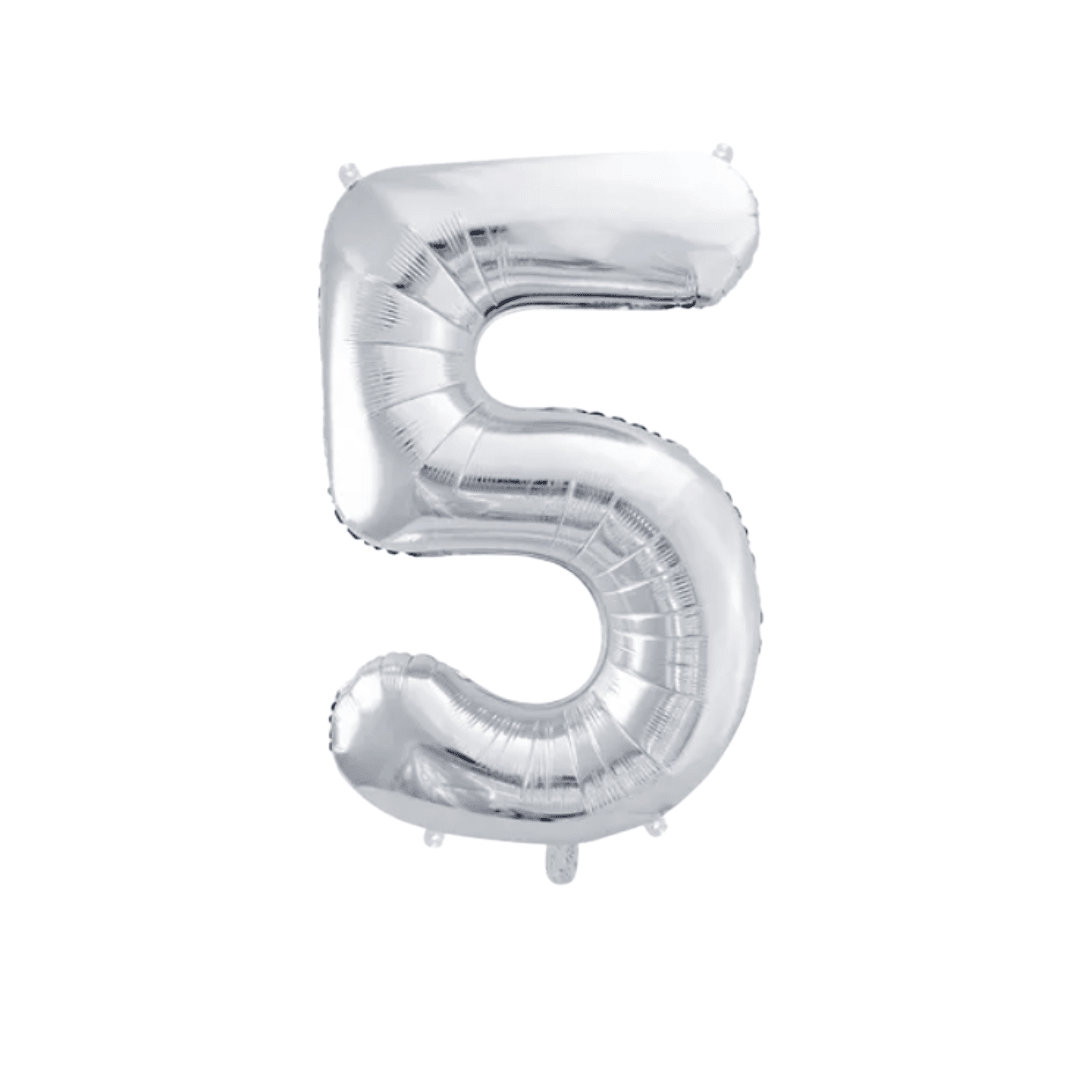 Folienballon Zahl Silber Metallic 86 cm - TwentyFourParty
