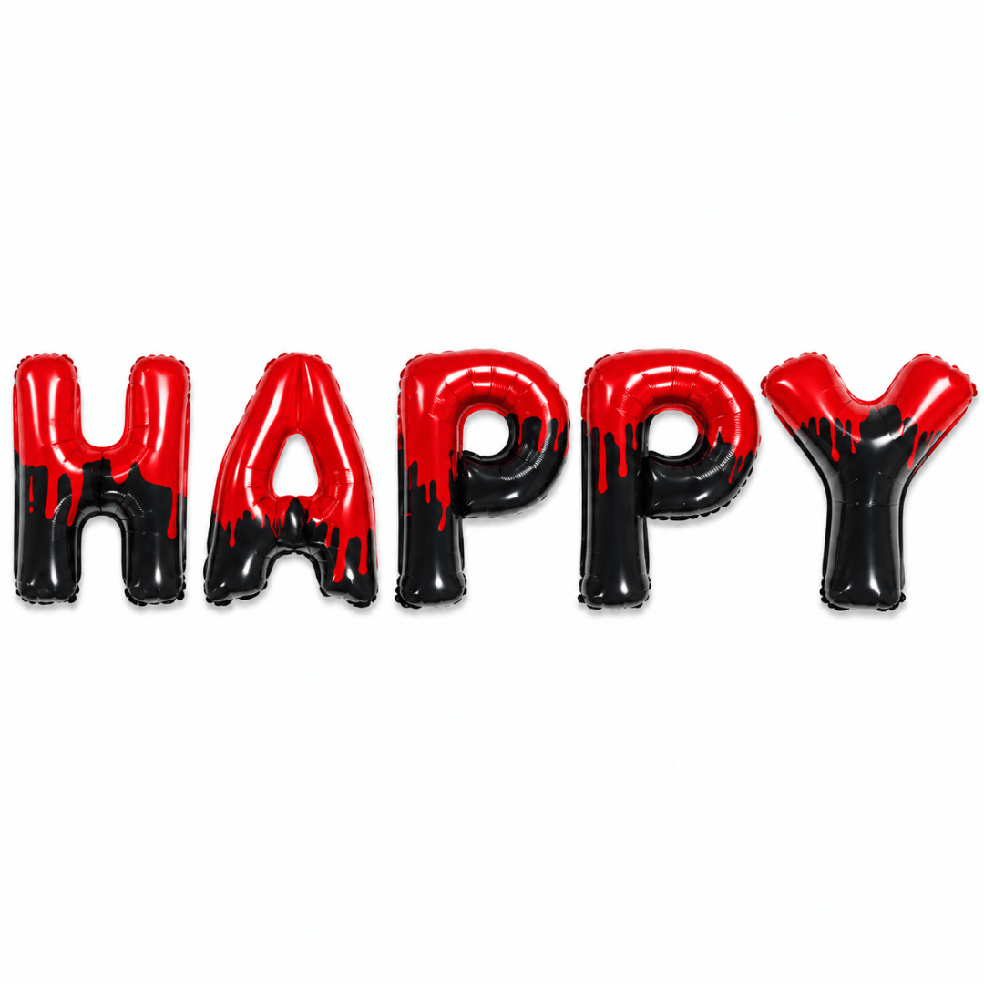 Folienballons Happy Halloween Schwarz Rot - TwentyFourParty