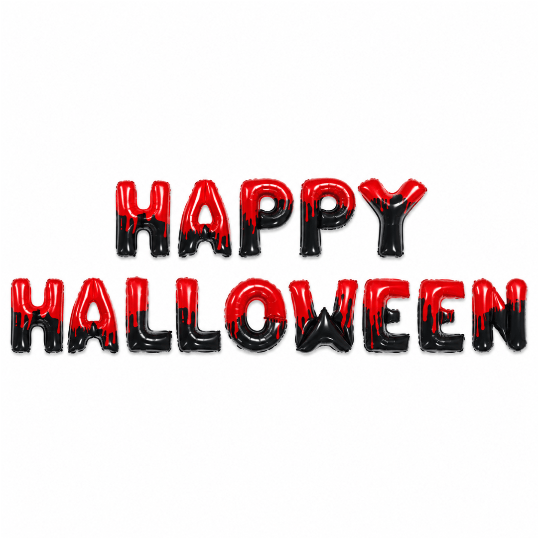 Folienballons Happy Halloween Schwarz Rot - TwentyFourParty