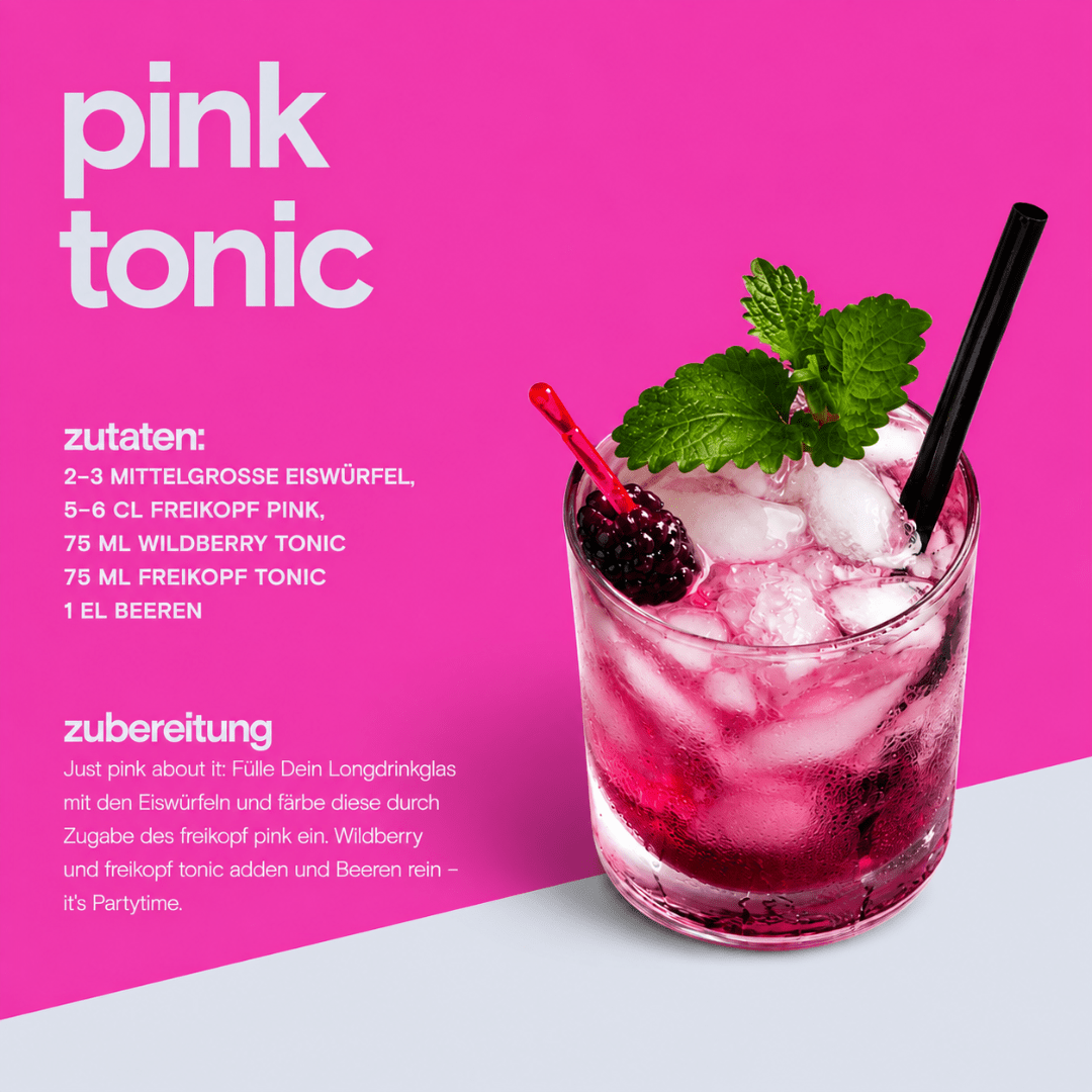 Freikopf Pink 500 ml – Alkoholfreie Wildberry-Mixbasis - TwentyFourParty