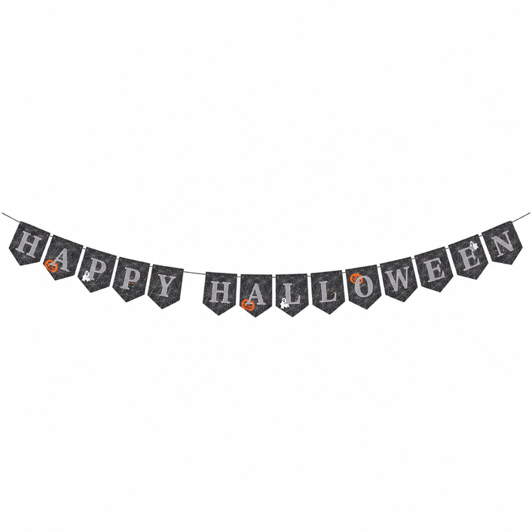 Girlande Happy Halloween Spinnennetz 4 m - TwentyFourParty