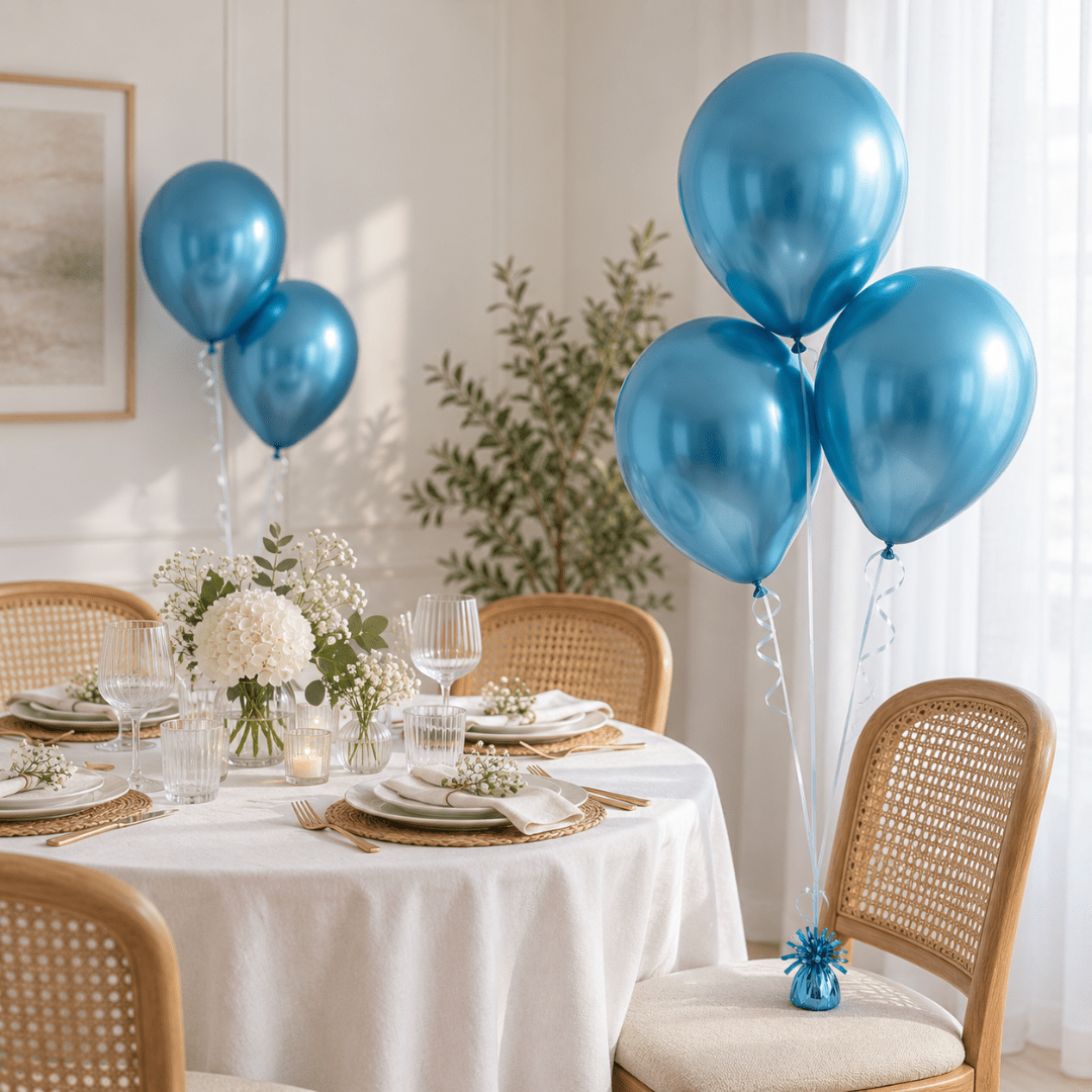 Glossy Luftballons Blau 30 cm, 10 Stück - TwentyFourParty
