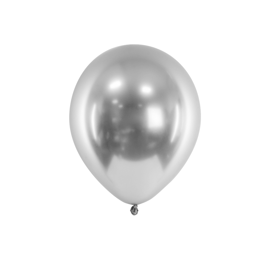 Glossy Luftballons Silber 30 cm, 10 Stück - TwentyFourParty