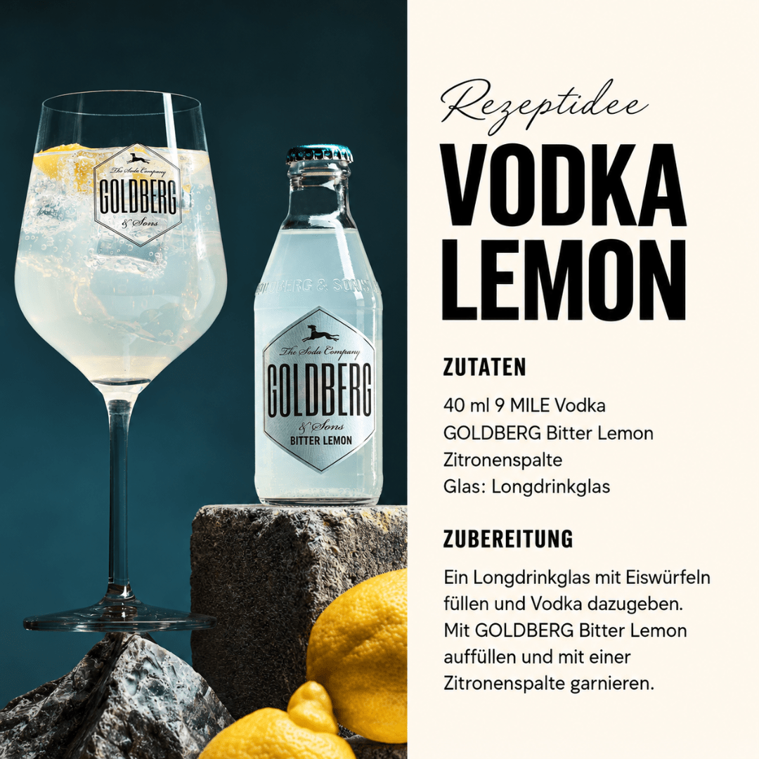 GOLDBERG Bitter Lemon 0,2 l – Zitrus-Tonic für Vodka Lemon - TwentyFourParty