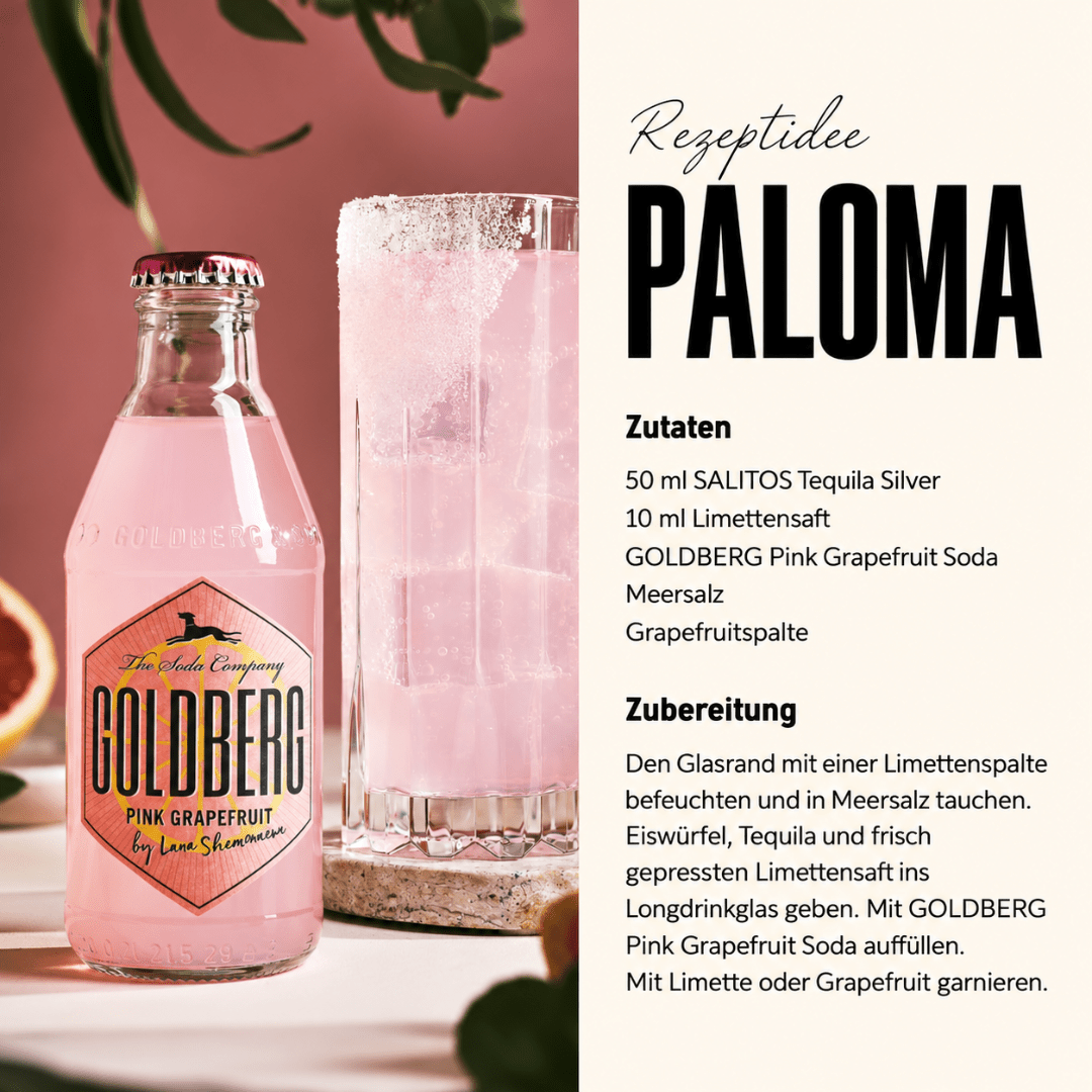 GOLDBERG Pink Grapefruit 0,2 l – Grapefruit-Limo für Paloma & Spritz - TwentyFourParty