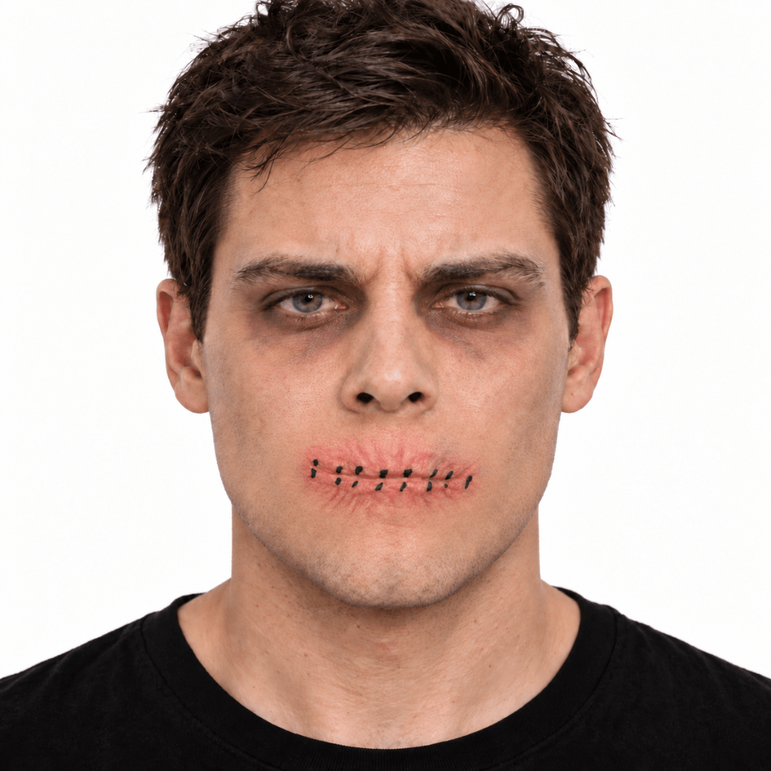 Halloween Wundeffekt Zugenähter Mund - TwentyFourParty