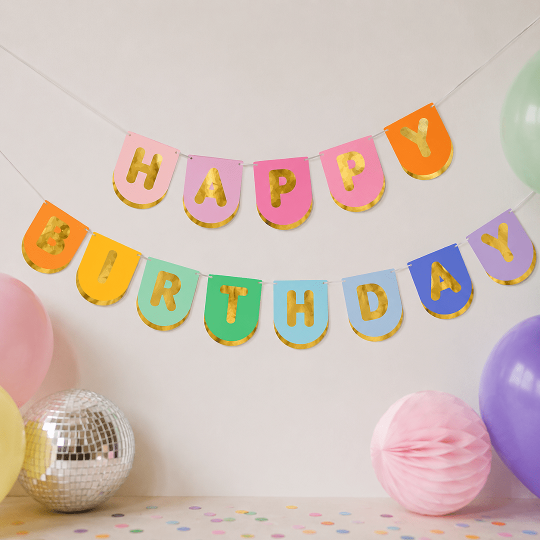 Happy Birthday Girlande Pastell - TwentyFourParty