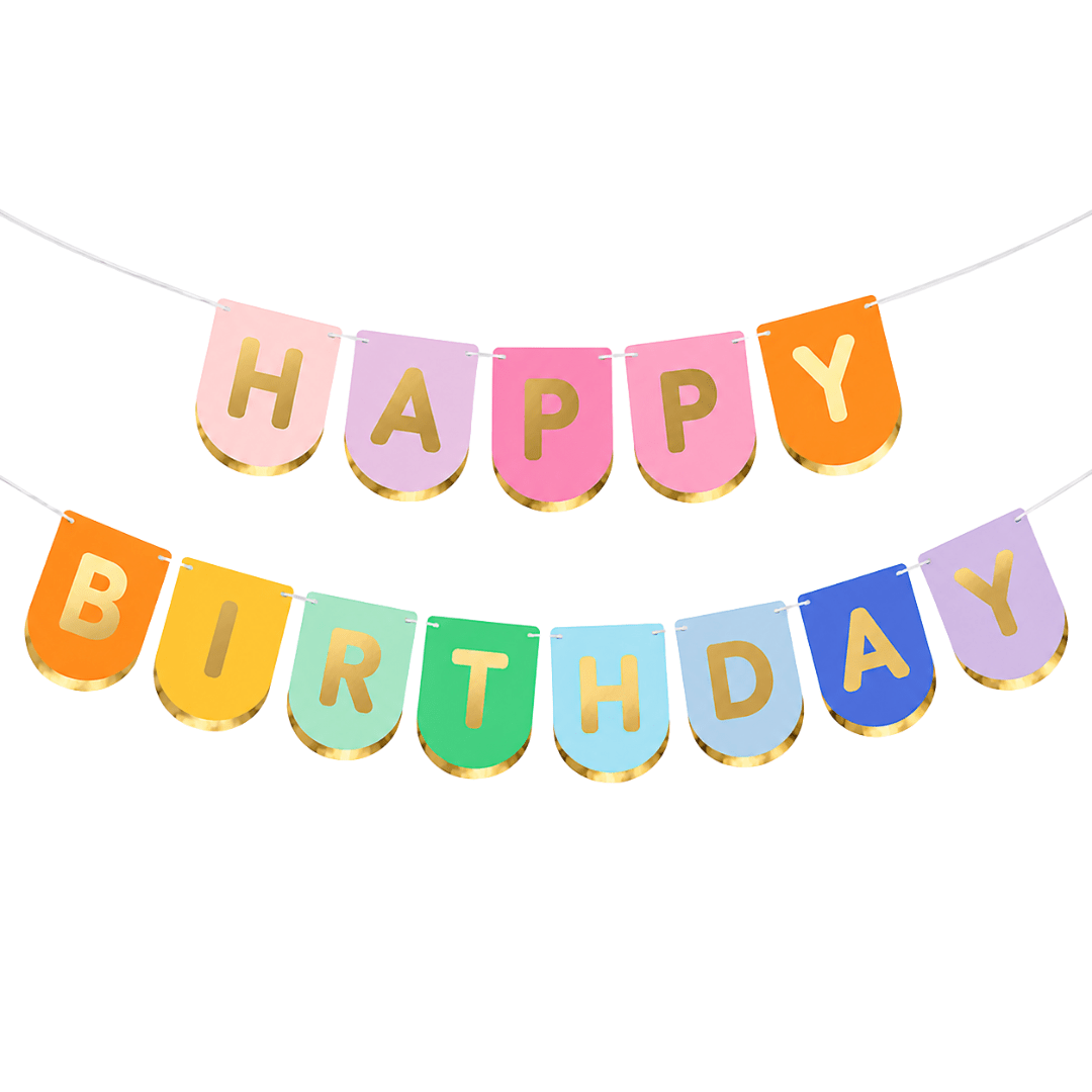 Happy Birthday Girlande Pastell - TwentyFourParty
