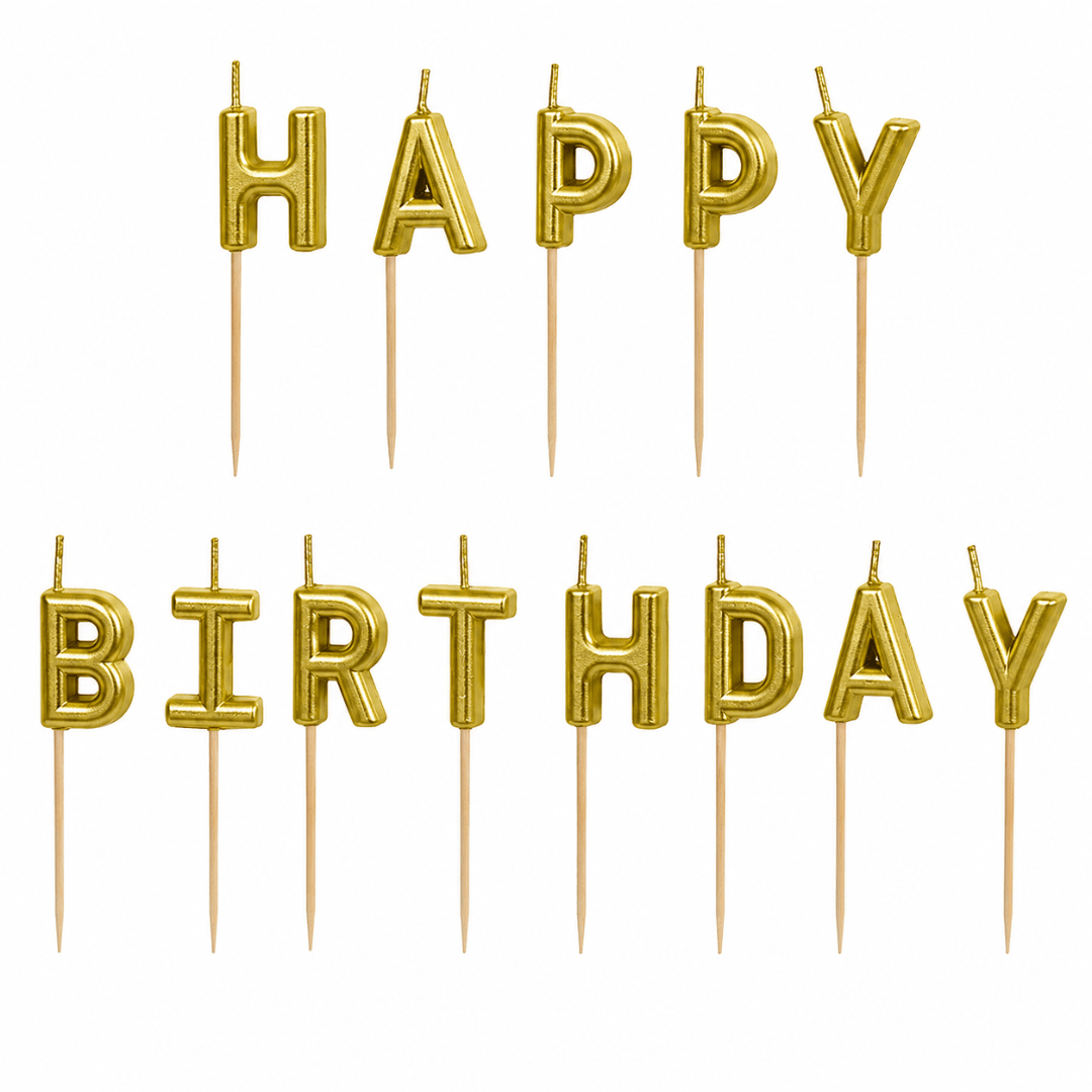 Happy Birthday Kerzen Gold - TwentyFourParty