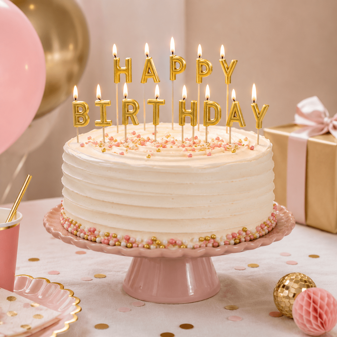 Happy Birthday Kerzen Gold - TwentyFourParty