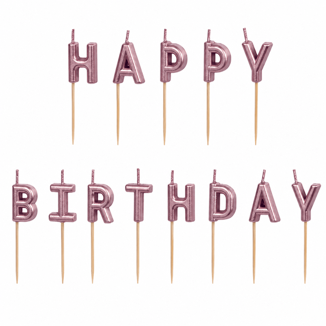 Happy Birthday Kerzen Rosegold - TwentyFourParty
