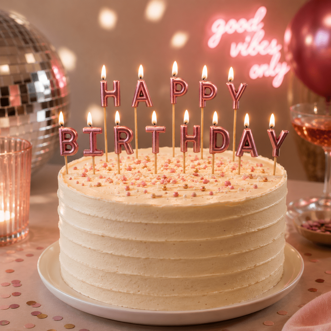 Happy Birthday Kerzen Rosegold - TwentyFourParty