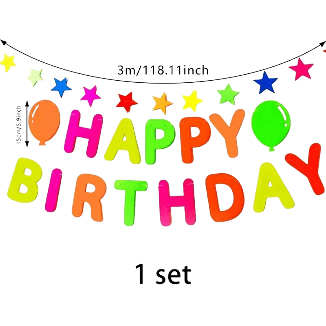 Happy Birthday Partygirlande Neon - TwentyFourParty