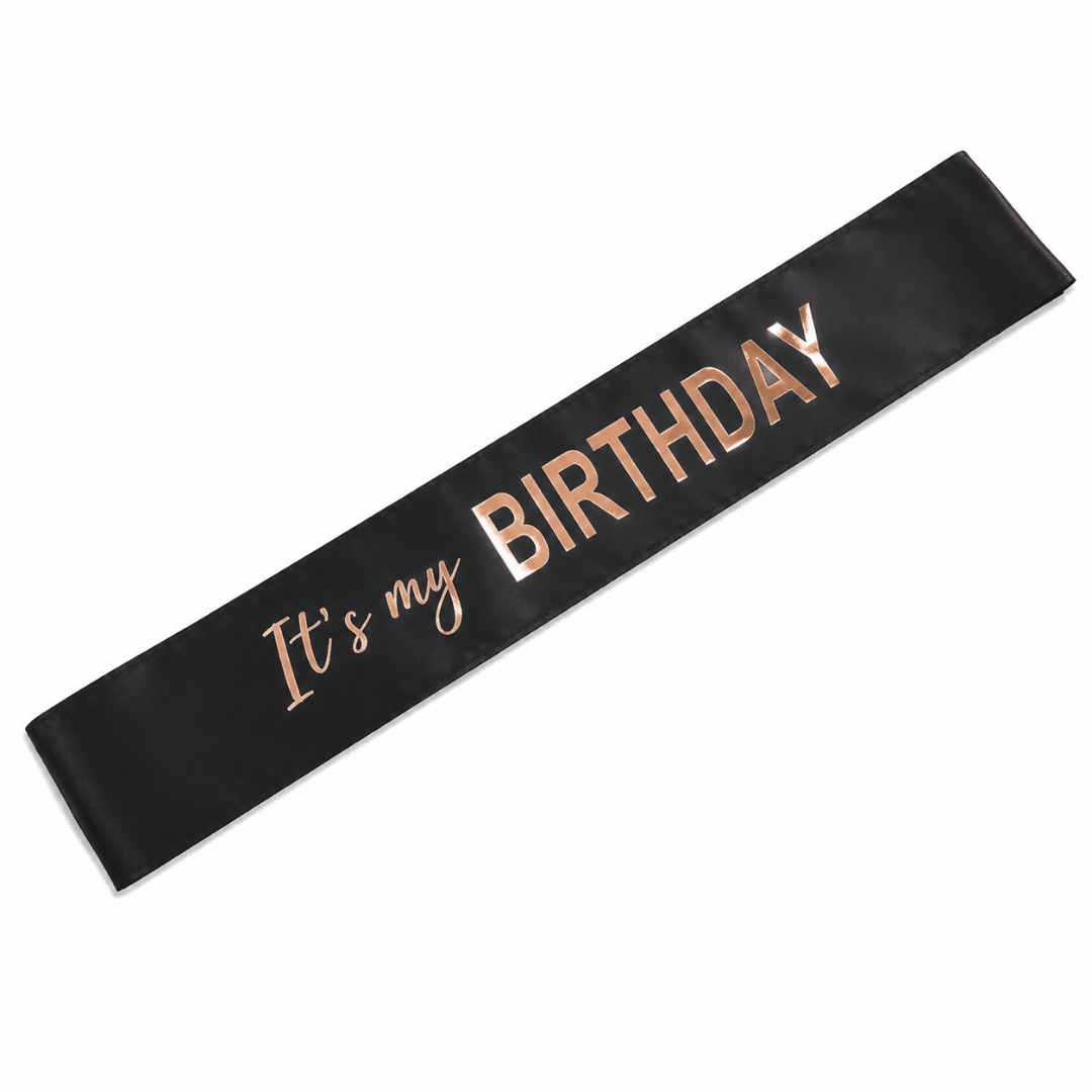 Happy Birthday Schärpe Schwarz Roségold - TwentyFourParty