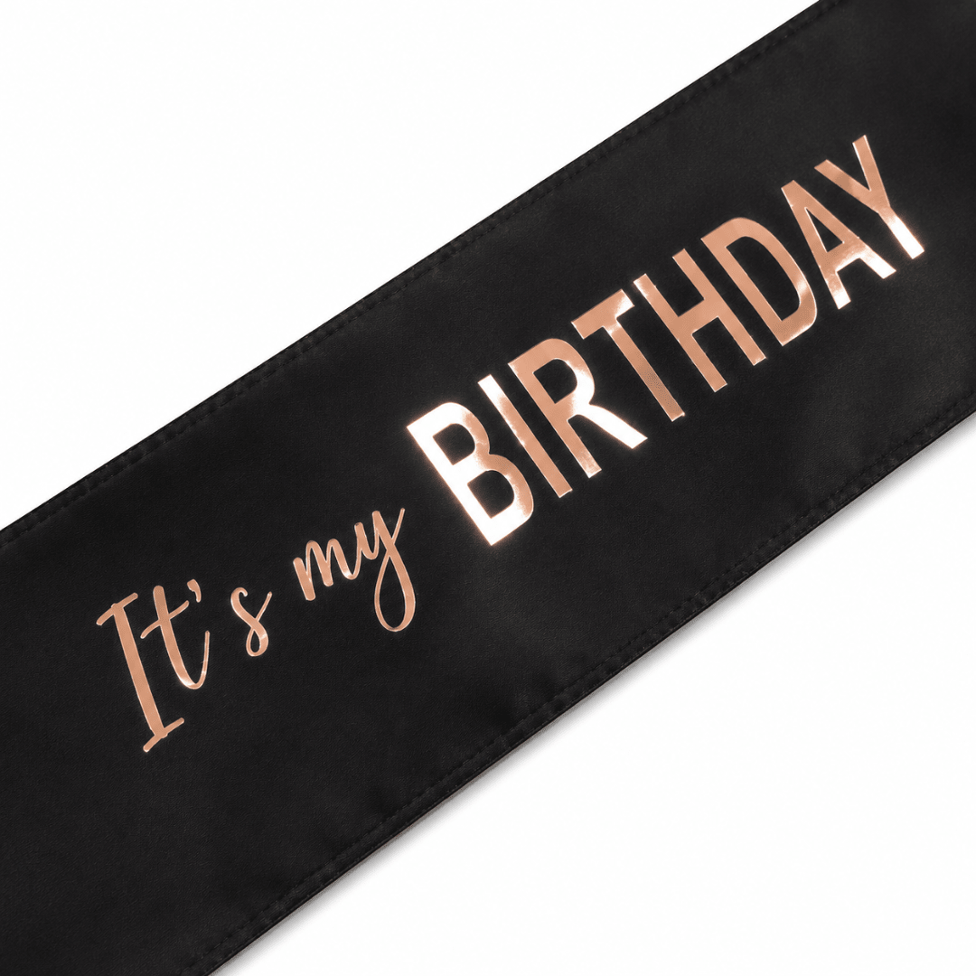 Happy Birthday Schärpe Schwarz Roségold - TwentyFourParty