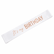 Happy Birthday Schärpe Weiß Roségold - TwentyFourParty