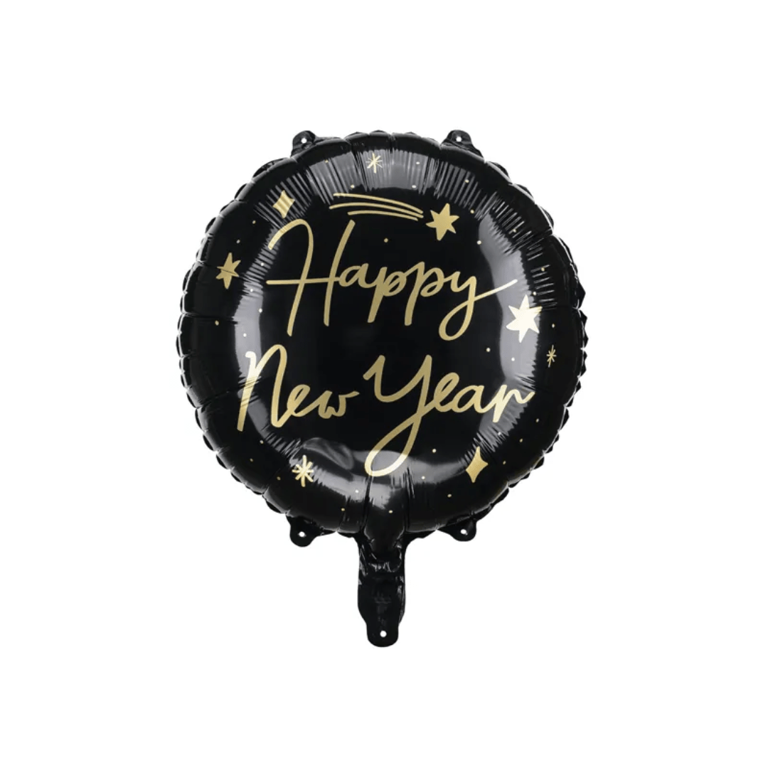 Happy New Year Folienballon Schwarz - TwentyFourParty