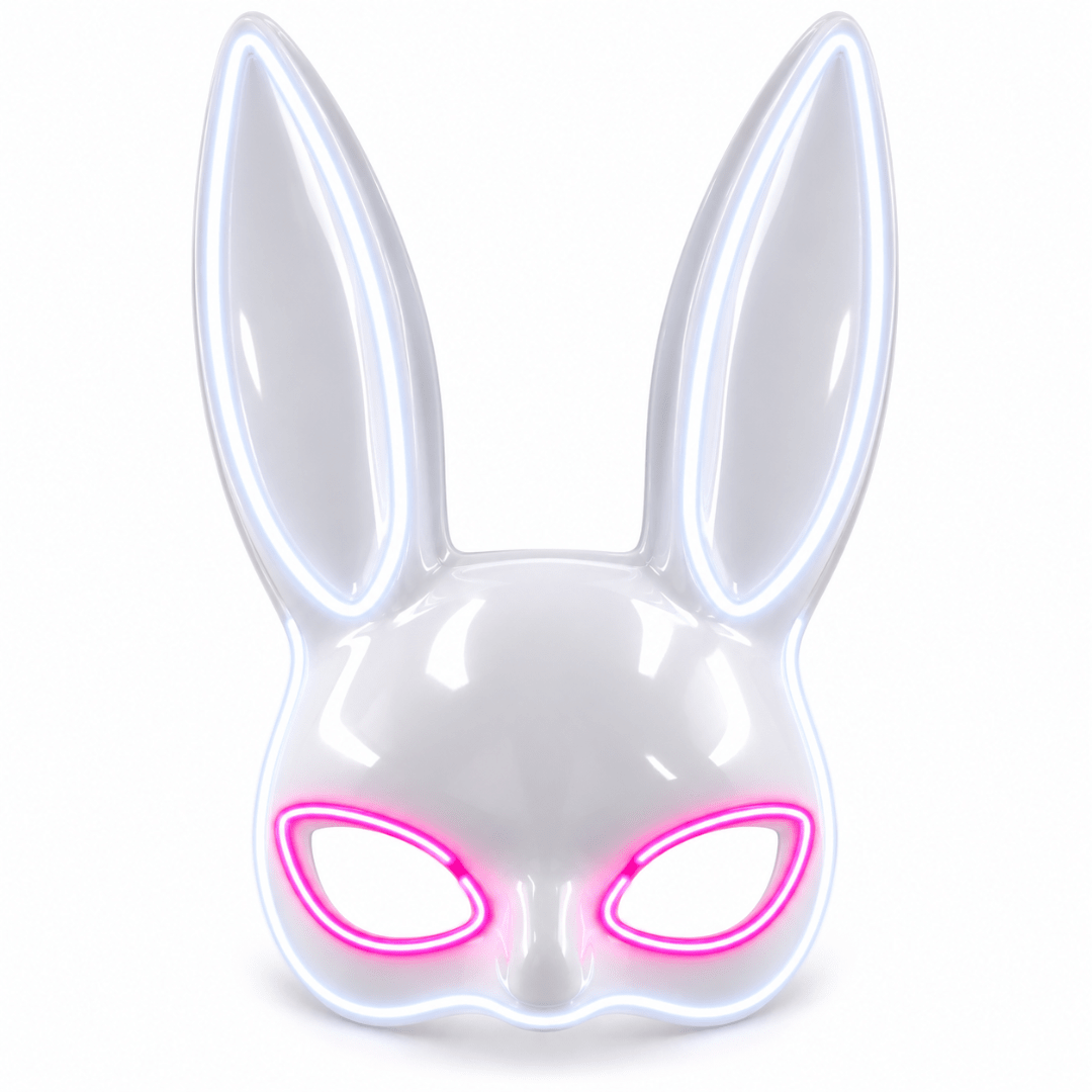 Hasen Maske LED Pinke Augen – EL Wire Bunny Leuchtmaske - TwentyFourParty