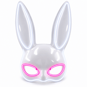 Hasen Maske LED Pinke Augen – EL Wire Bunny Leuchtmaske - TwentyFourParty