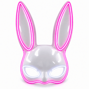 Hasen Maske LED Weiße Augen – EL Wire Bunny Leuchtmaske - TwentyFourParty