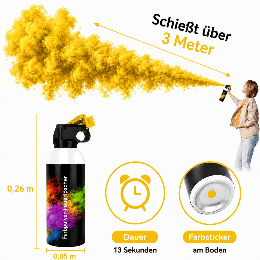 Holy Farbpulverlöscher Gelb 300 g – Spektakuläre gelbe Farbwolken - TwentyFourParty