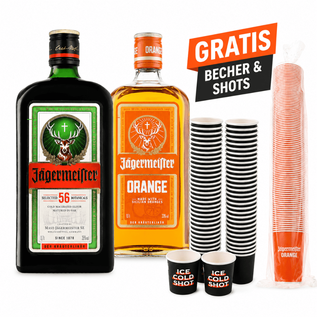 Jägermeister Party Set Original Orange mit 80 Bechern - TwentyFourParty