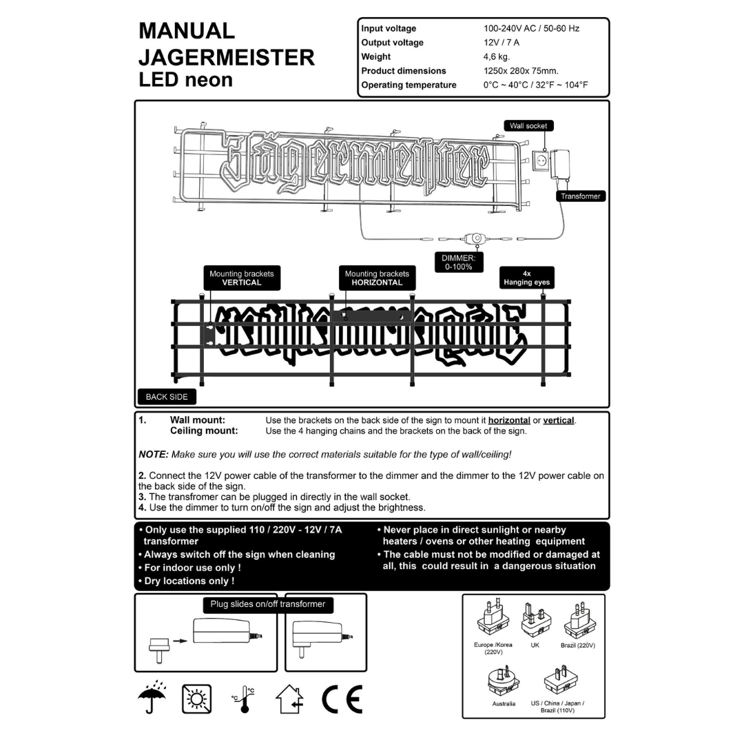 JÄGERMEISTER LEUCHTSCHILD Groß - TwentyFourParty