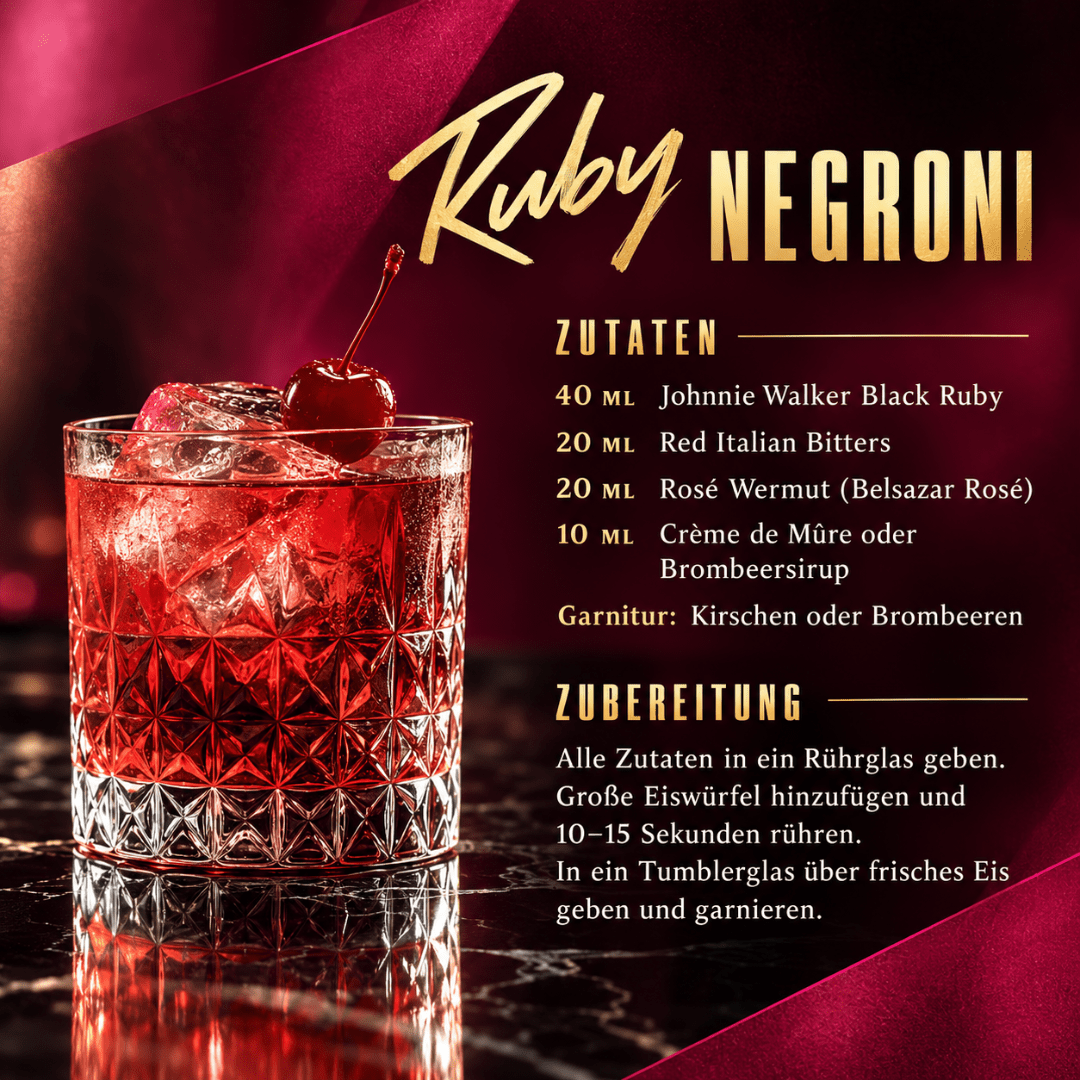 Johnnie Walker Black Ruby 0,7 l Set mit Glas & Barmatte - TwentyFourParty