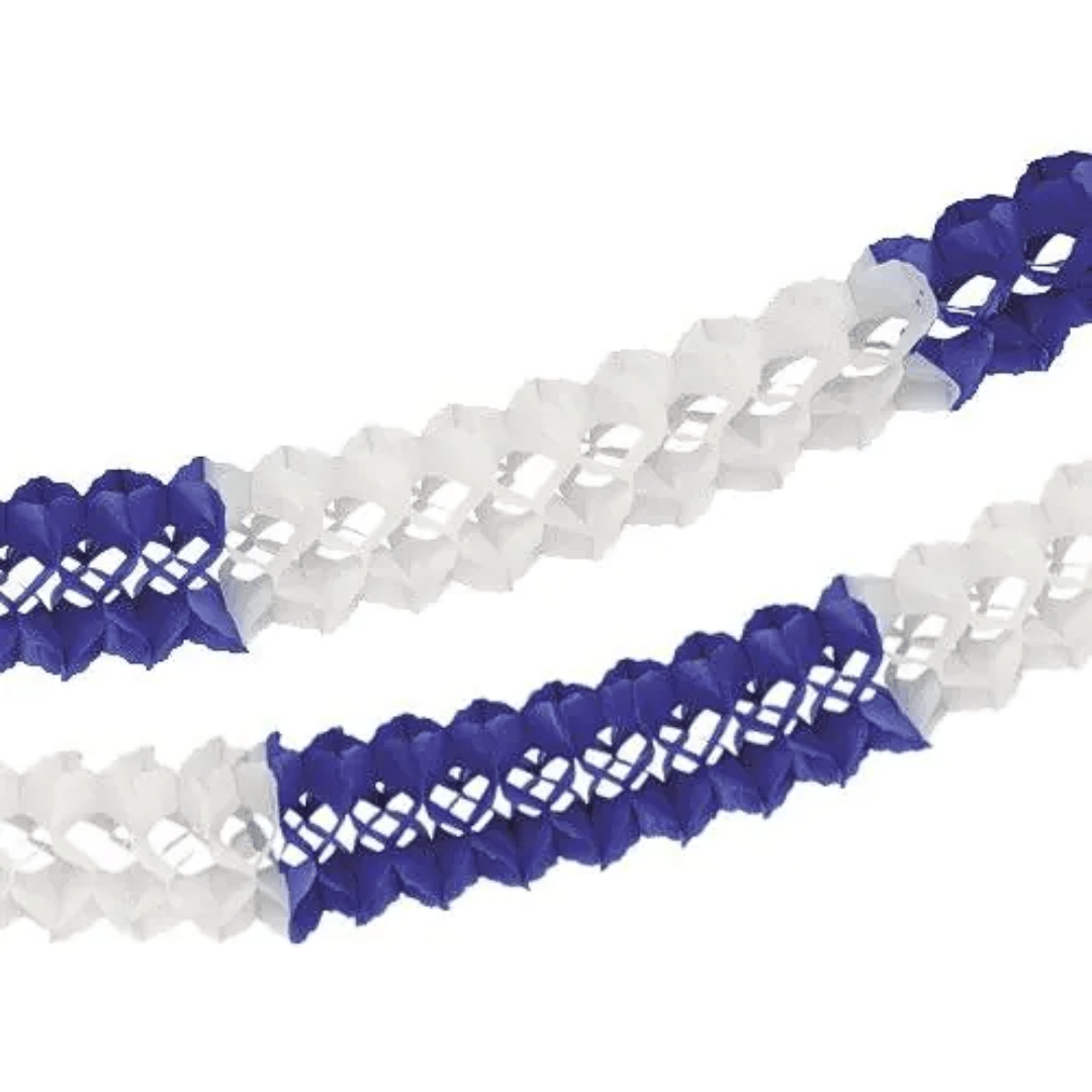 Karneval Papiergirlande 10 m Blau - Weiß schwer entflammbar - TwentyFourParty