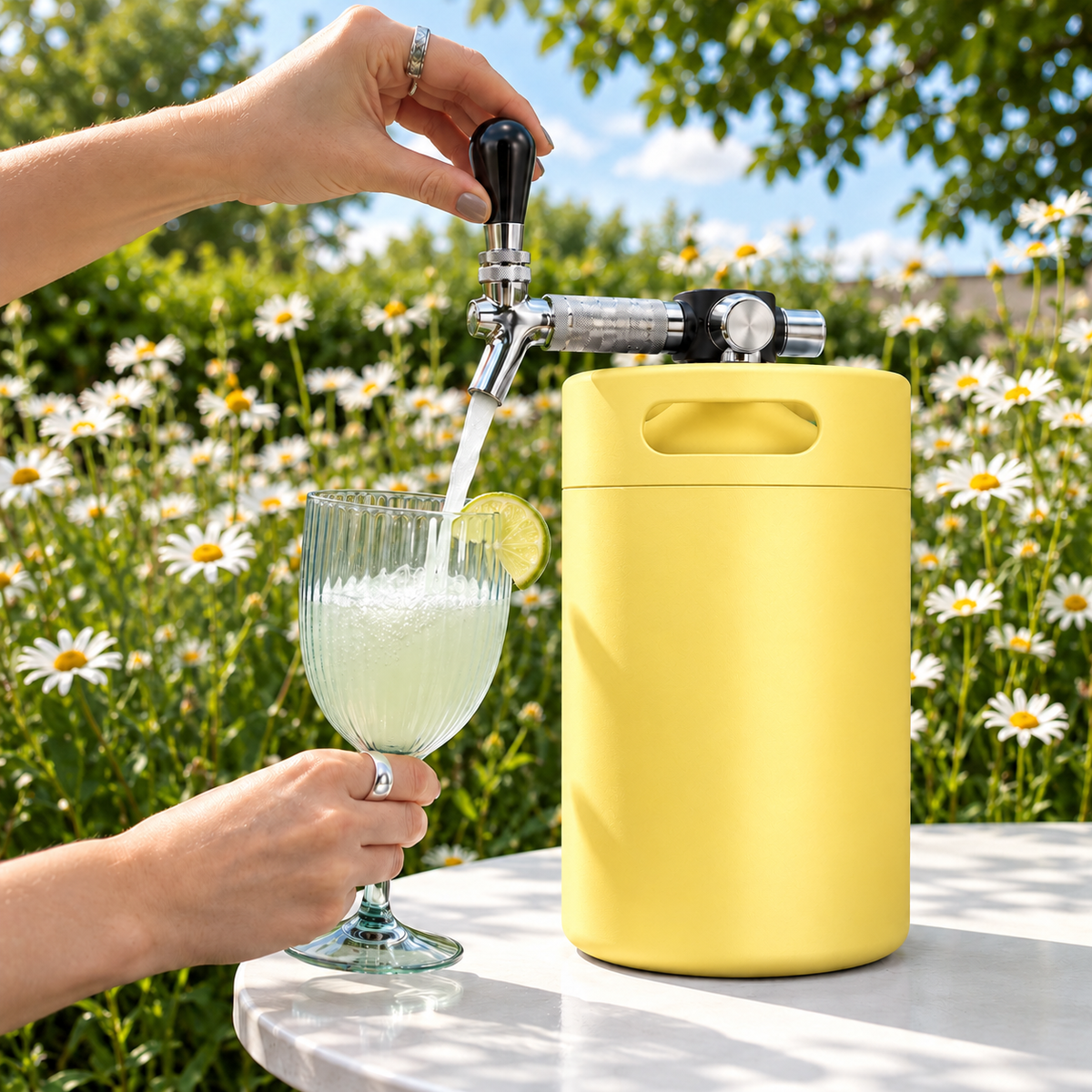 Keggo Mini Keg 4 l Gelb – Mobile Zapfanlage für Cocktails & Spritz - TwentyFourParty