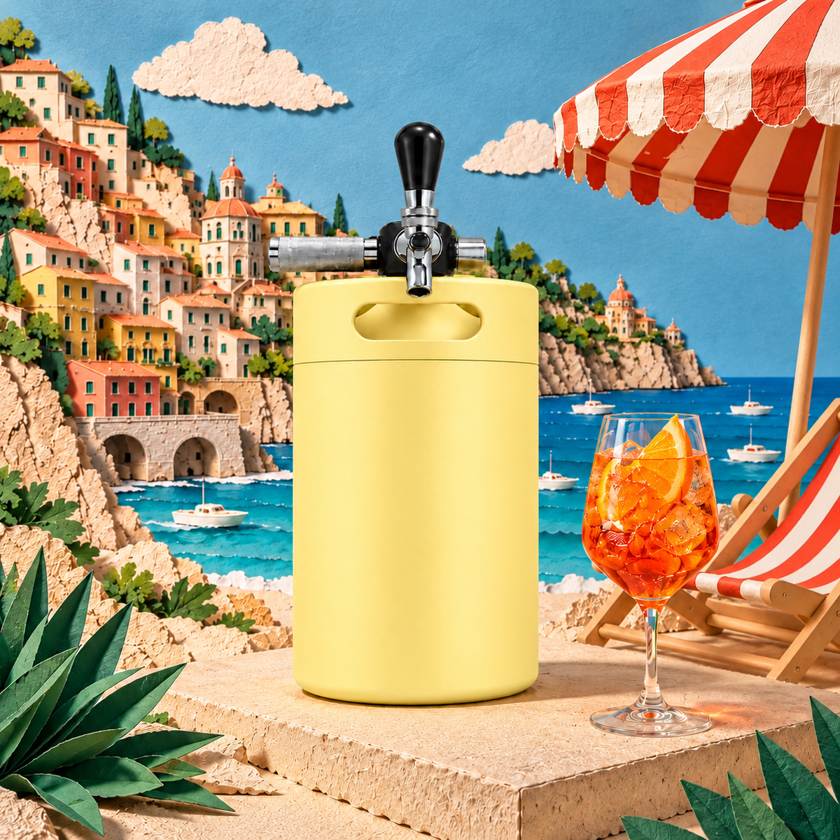 Keggo Mini Keg 4 l Gelb – Mobile Zapfanlage für Cocktails & Spritz - TwentyFourParty