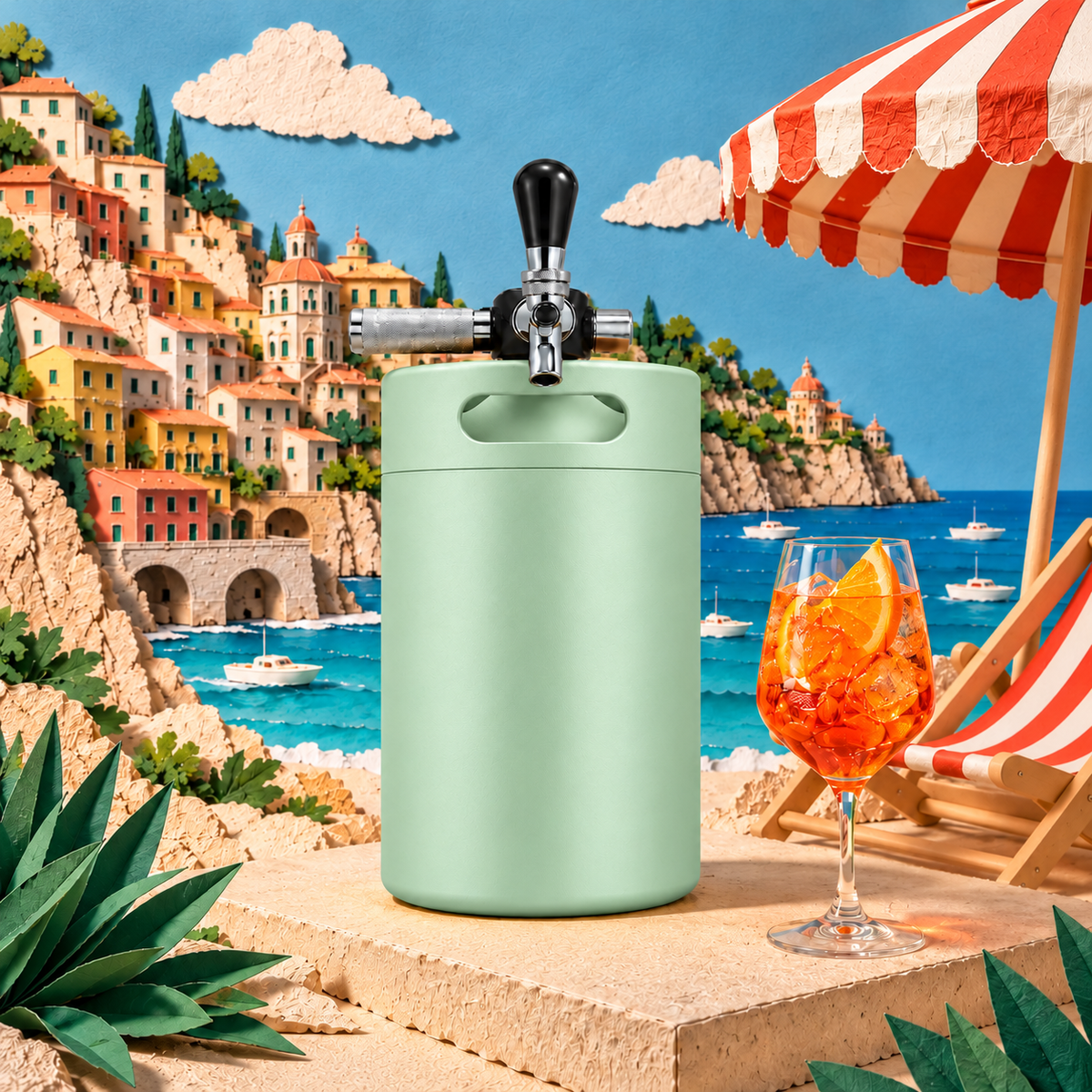 Keggo Mini Keg 4 l Salbeigrün – Mobile Zapfanlage für Cocktails & Spritz - TwentyFourParty