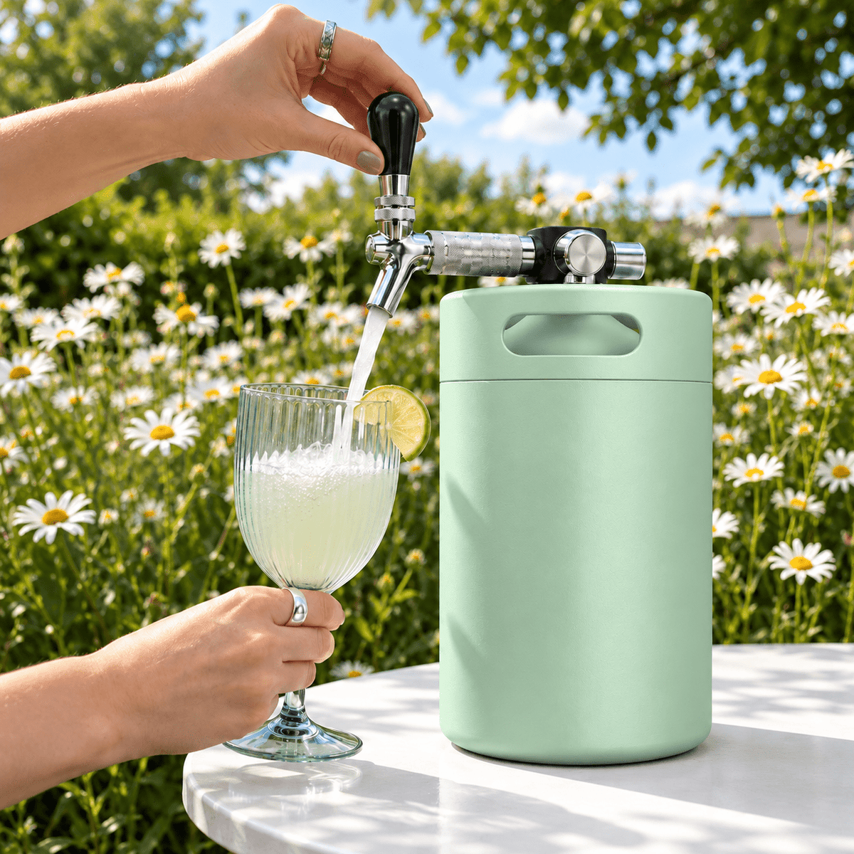 Keggo Mini Keg 4 l Salbeigrün – Mobile Zapfanlage für Cocktails & Spritz - TwentyFourParty