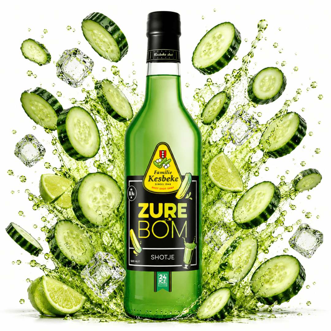 Kesbeke Zure Bom Shot 500 ml – Gurkenlikör 14,9 % Vol. - TwentyFourParty
