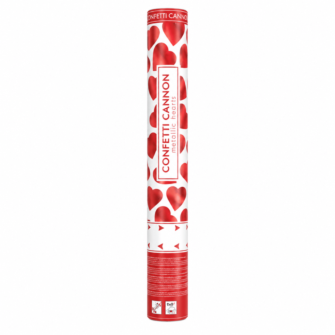 Konfettikanone Herzen Rot 40 cm - TwentyFourParty