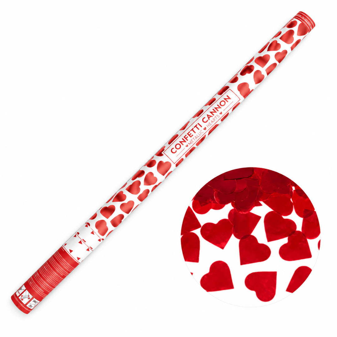 Konfettikanone Herzen Rot 80 cm - TwentyFourParty