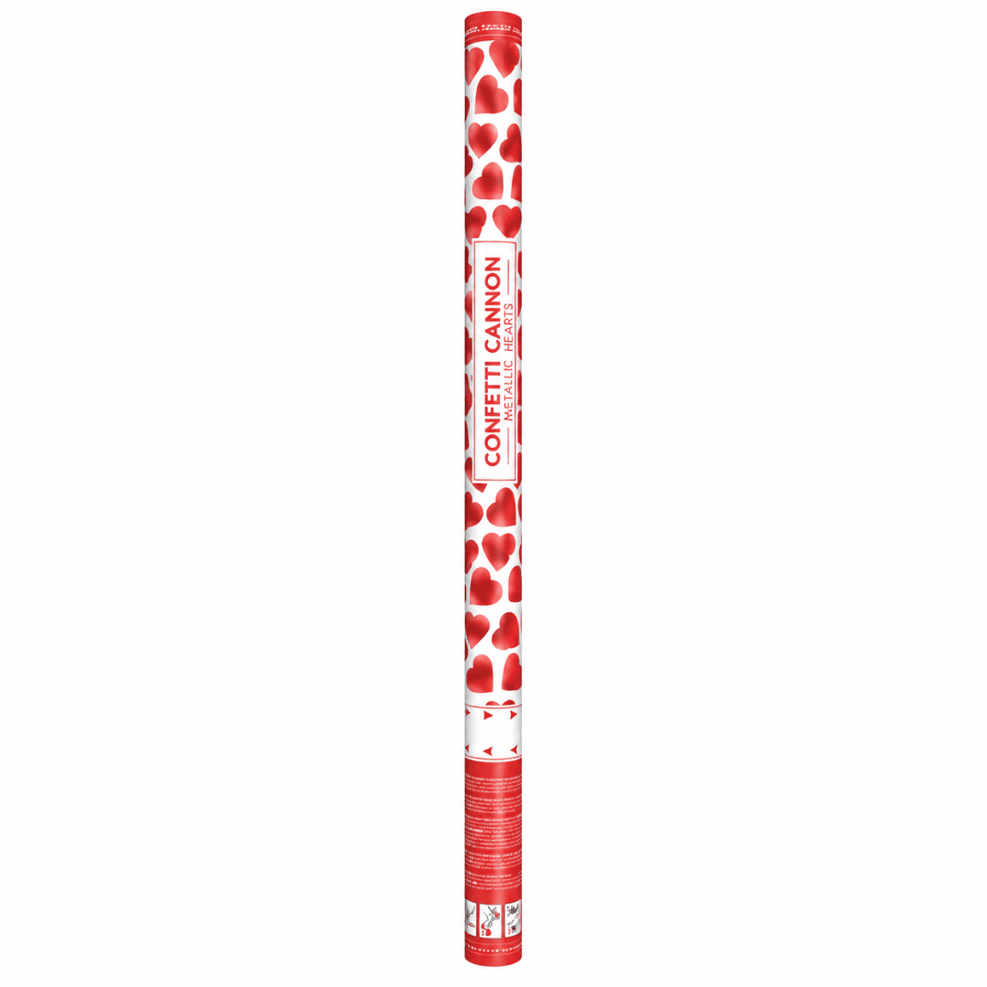 Konfettikanone Herzen Rot 80 cm - TwentyFourParty