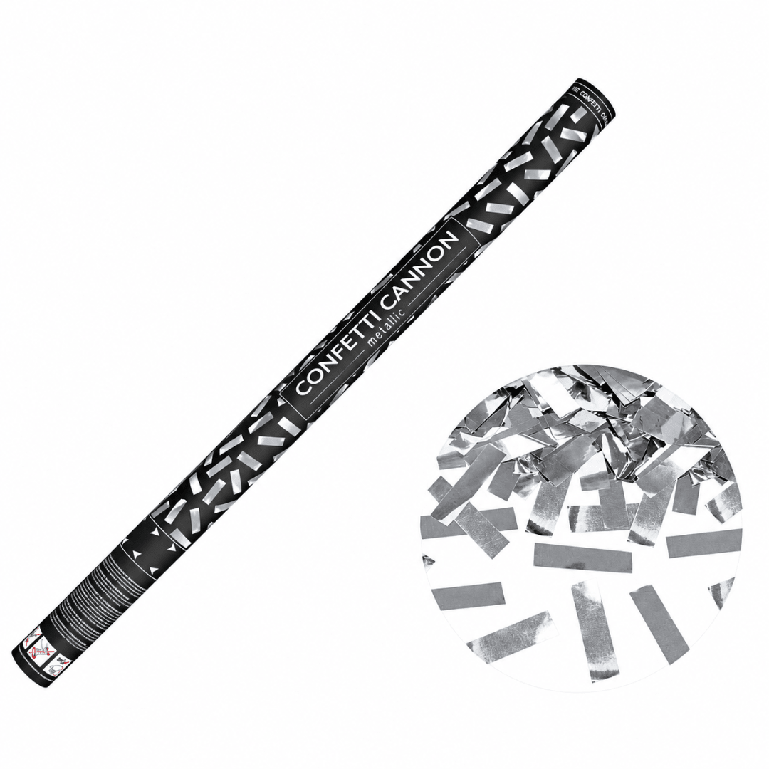Konfettikanone Silber Metallic 80 cm - TwentyFourParty