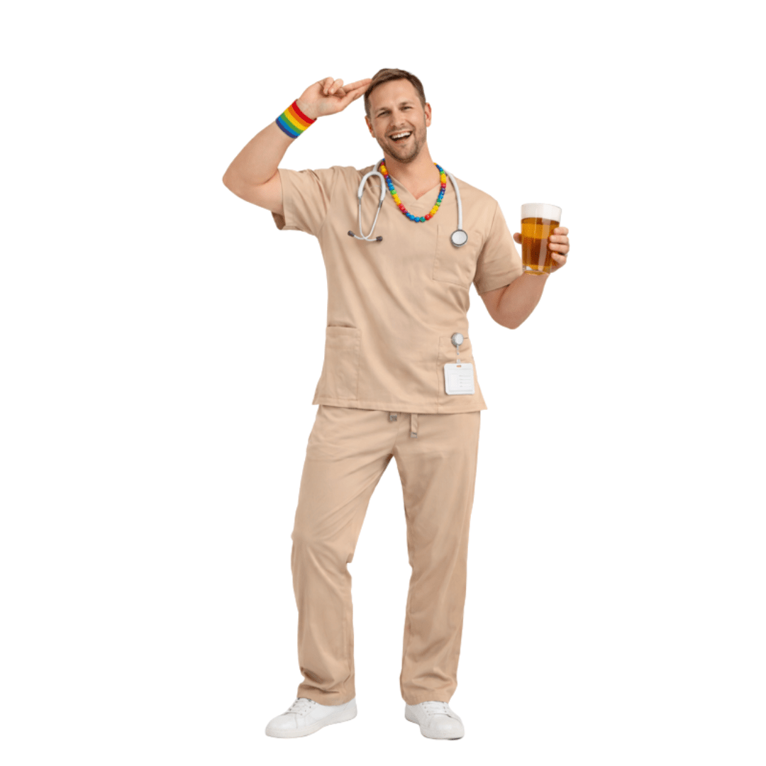 Krankenschwester Kasack Kostüm Beige - TwentyFourParty