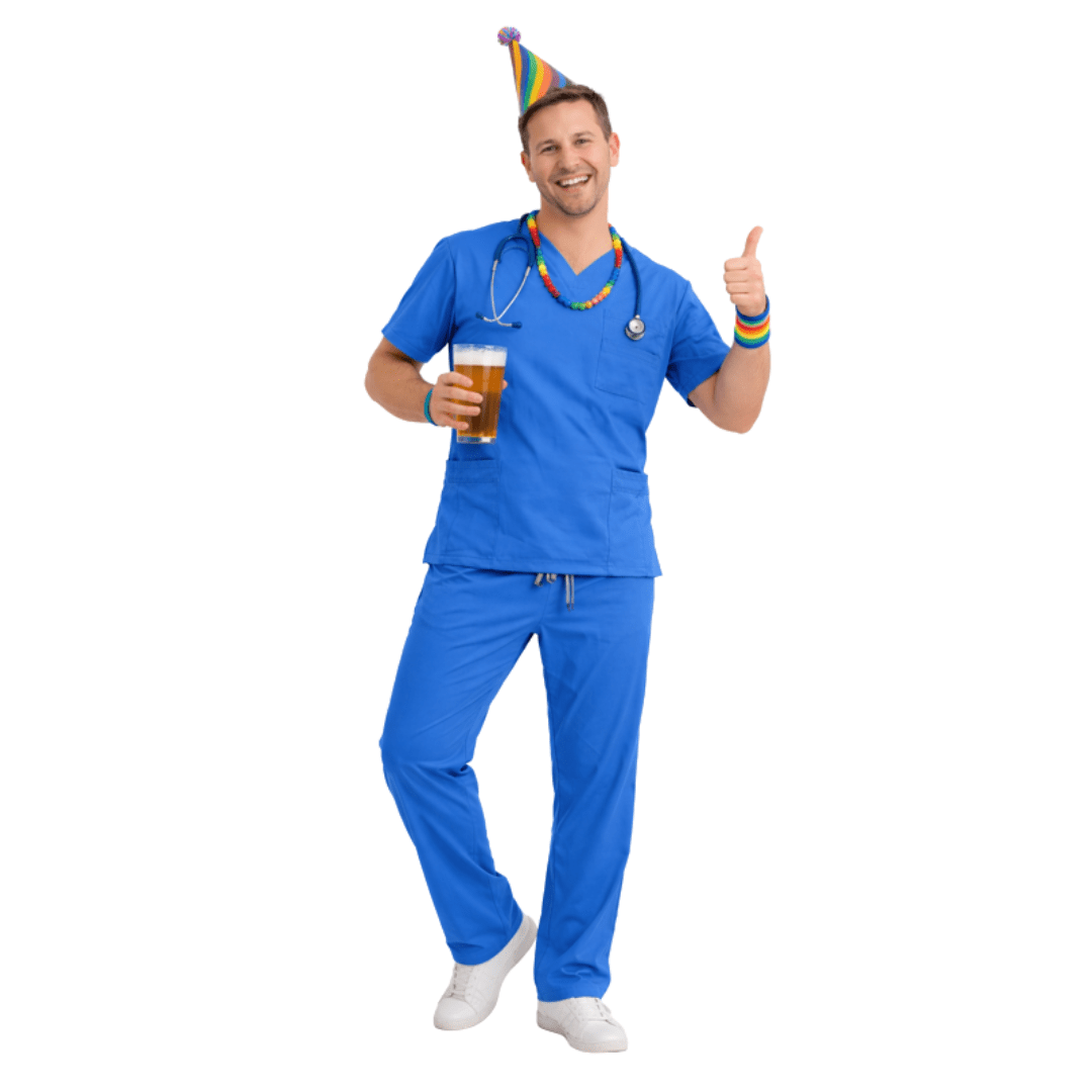 Krankenschwester Kasack Kostüm Blau - TwentyFourParty